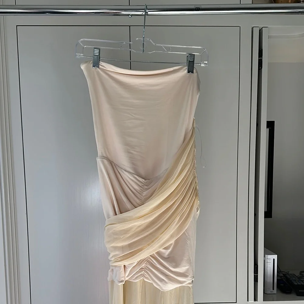 Meshki Cream Strapless Dress - Picture 2 of 4
